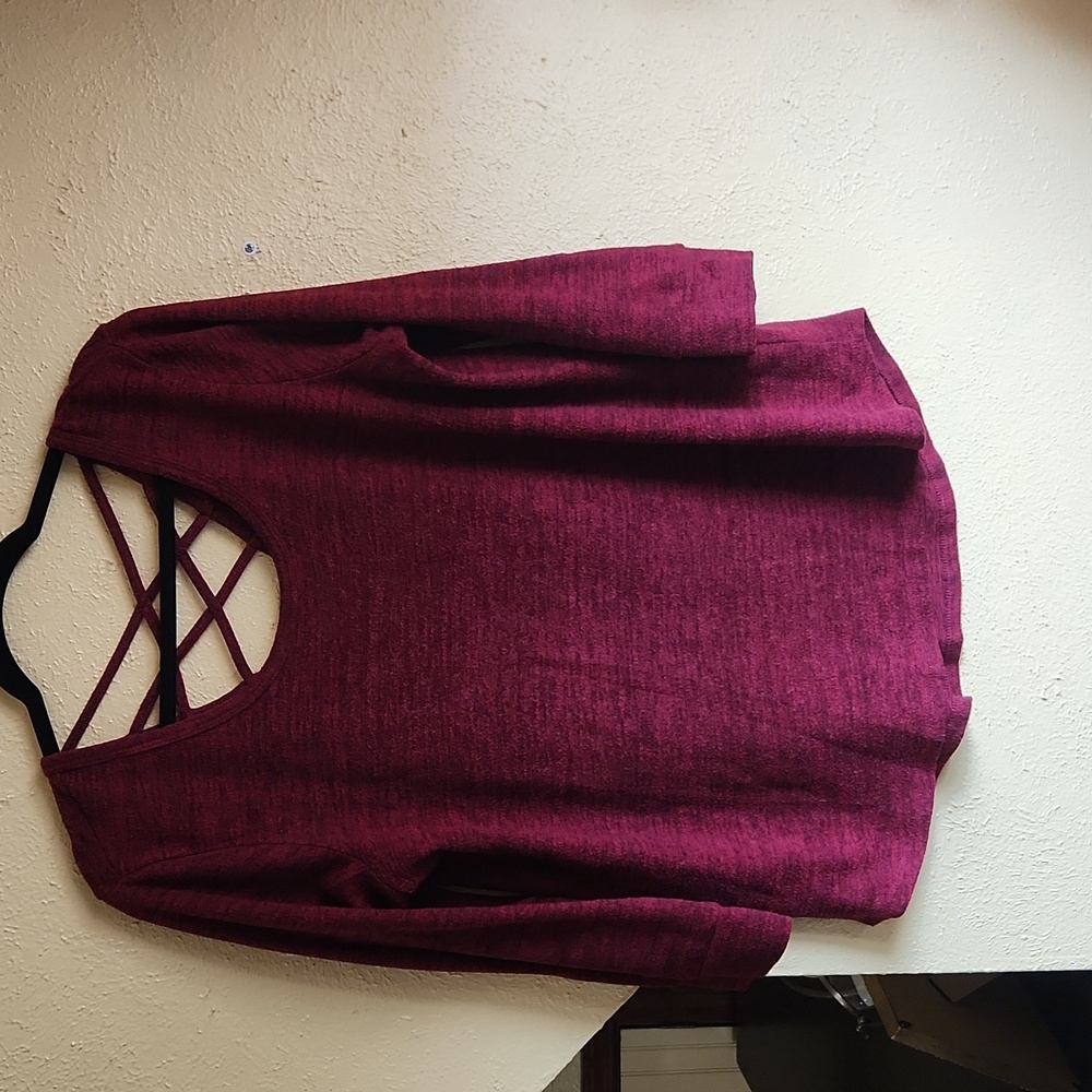 Women's Burgundy Crisscross Back Top